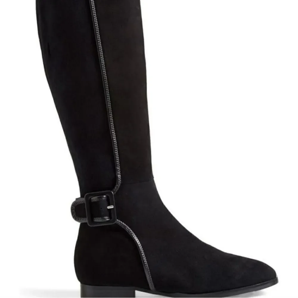 LK Bennett Delila Black Suede Over the Knee Boot Sz 38.5